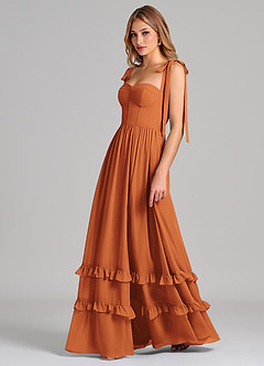 Azazie Anastacia 신부 들러리 드레스 A라인 스윗하트 네크라인 쉬폰 바닥 길이 드레스 image5