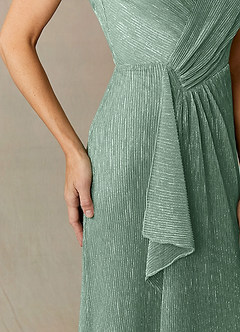 Azazie Tuscon Mother of the Bride Dresses Aquamarine A-Line Ruched Metallic Mesh Dress image8