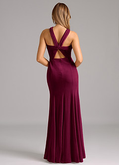 Azazie Rue Bridesmaid Dresses Cabernet A-Line Pleated Velvet Dress image2