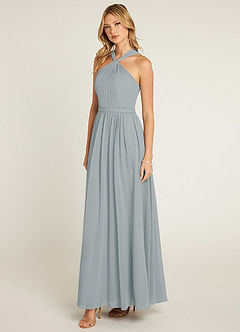 Azazie Jacey Bridesmaid Dresses Dolphin Grey A-Line Pleated Chiffon Dress image3