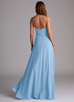 Azazie Wren Bridesmaid Dresses Powder Blue A-Line Side Slit Chiffon Convertible Dress image2
