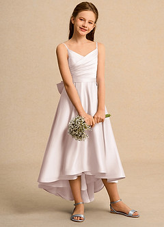 Azazie Sweets Junior Formal Flower Girl Dresses Rose Petal A-Line Pleated Matte Satin Dress image5