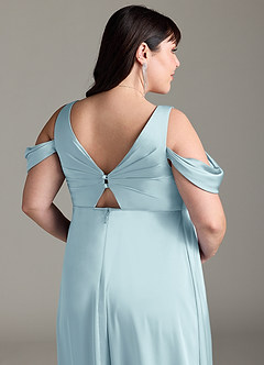 Azazie Rhea Robes de demoiselle d'honneur de maternité Robe Trapèze Épaule nue plissée Longueur ras du sol Satin extensible image6