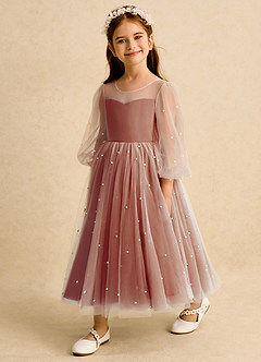 Azazie Trudy Flower Girl Dresses Paprika Ball-Gown Sweetheart Neckline Tulle Dress image4