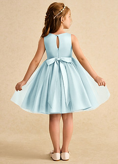 Azazie Prima Flower Girl Dresses Sea Glass A-Line Bow Tulle Dress image2