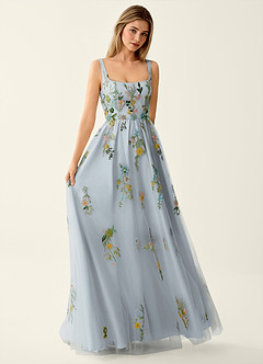 Saofire Blush Pink Multi Colorful embroidered flowers Prom Dress image3