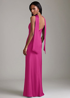 Azazie Cassiana Bridesmaid Dresses Fuchsia Mermaid Pleated Stretch Satin Dress image2
