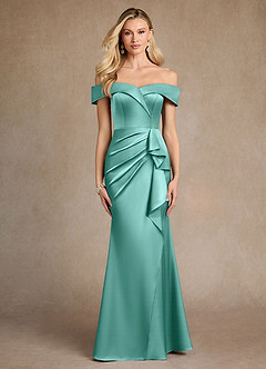 Azazie Laredo vestidos de madre de la novia Vestido de Aqua de Satén Elástico de Sirena con Vestidos sin tirantes image1
