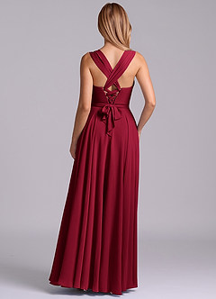 Azazie Darana Final Sale Burgundy A-Line Corset Chiffon Dress image7