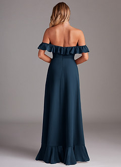 Azazie Lyra Robes de demoiselle d'honneur Robe Trapèze Convertible en Mousseline de soie Bleu Marine Foncé image7