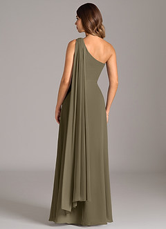 Azazie Tella Bridesmaid Dresses Willow Green A-Line One Shoulder Chiffon Dress image6