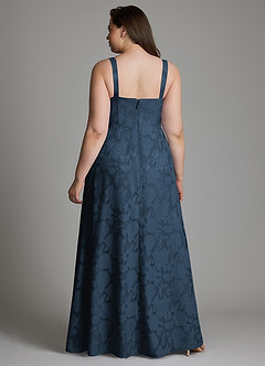Azazie Debra Bridesmaid Dresses Dark Navy A-Line with Pockets Floral Burnout Dress image12