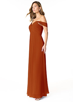Azazie Kaitlynn Bridesmaid Dresses Paprika Empire Ruched Chiffon Convertible Dress image4