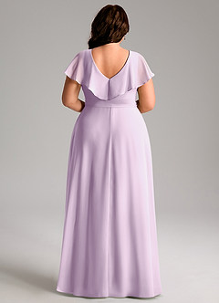Azazie Lainey Bridesmaid Dresses Frosted Lilac A-Line with Pockets Chiffon Dress image9
