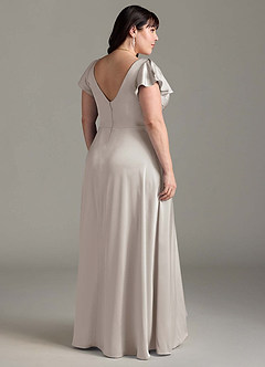 Azazie Omari Bridesmaid Dresses Silver A-Line Stretch Satin Dress image9