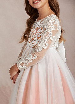 Azazie Elodie Flower Girl Dresses Ivory Mai Tai Ball-Gown Lace Dress image7