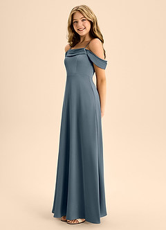 Azazie Anselie Junior Vestido de Crepúsculo de Satén Elástico de Corte En A con Vestidos sin tirantes image6