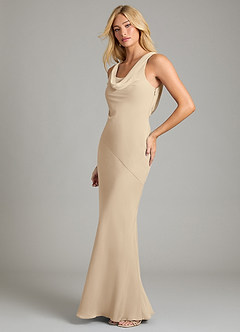 Azazie Rylina Bridesmaid Dresses Champagne Mermaid Pleated Chiffon Dress image4