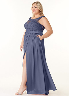 Azazie Elly Bridesmaid Dresses Stormy A-Line Lace Scoop Neck Chiffon Dress image9