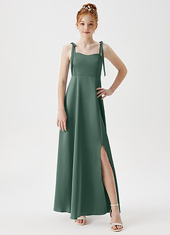 Azazie Rosey Junior Eucalyptus A-Line Sweetheart Neckline Stretch Satin Dress image5