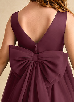 Azazie Winnie Blumenmädchenkleider Ballkleid Schleifen Tüll Kleid Cabernetrot image7