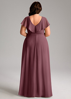 Azazie Lainey Robes de demoiselle d'honneur Robe Trapèze en Mousseline de soie avec poches Sangria image9