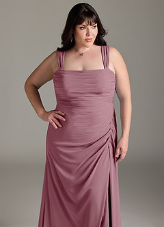 Azazie Jesaphine Bridesmaid Dresses Vintage Mauve Sheath Bow Chiffon Dress image13