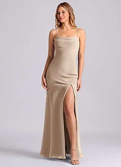 Azazie Grata Brudtärnklänningar Klä av Sjöjungfru i Chiffong Plisserad Taupe image1