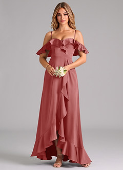Azazie Lyra Bridesmaid Dresses Antique Rose A-Line Off the Shoulder Stretch Satin Convertible Dress image5