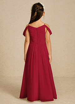 Azazie Chelle Flower Girl Dresses Scarlet A-Line Pleated Chiffon Dress image2