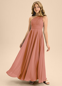 Azazie Charlize Junior MAI TAI A-Line Pleated Chiffon Dress image1