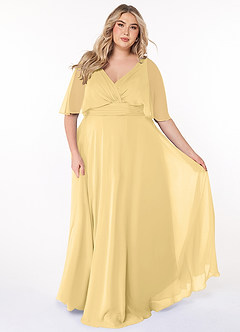 Azazie Pamela Bridesmaid Dresses Butter A-Line V-Neck Pleated Chiffon Dress image9