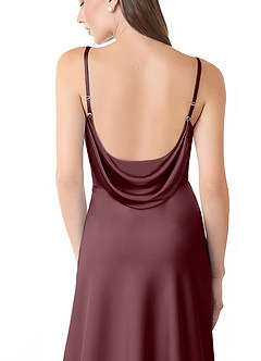 Azazie Alaija Bridesmaid Dresses Sangria Mermaid Side Slit Stretch Satin Dress image6