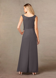 Azazie Yarrow Mother of the Bride Dresses Steel Grey A-Line Pleated Chiffon Dress image2