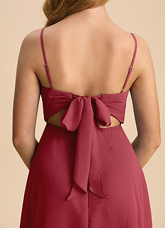 Azazie Shale Junior Vestido de Granada de Gasa de Corte en A con Lazo image7