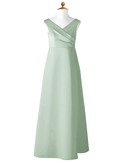 Azazie Sadia Vestido de Agave de Satin Mate de Acampanado con Plisado image6