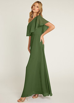 Azazie Lizzy Bridesmaid Dresses Olive A-Line One Shoulder Chiffon Dress image4