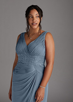 Azazie Winona Mother of the Bride Dresses Dusty Blue Mermaid Sequins Mesh Dress image5