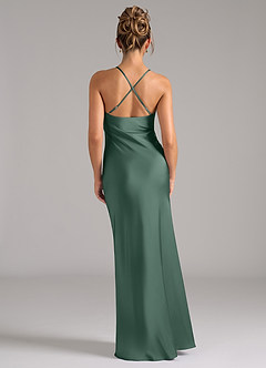 Azazie Tianna Bridesmaid Dresses Eucalyptus A-Line Stretch Satin Dress image2
