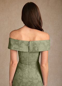 Azazie Medford Final Sale Pistachio A-Line Off the Shoulder Floral Burnout Dress image8