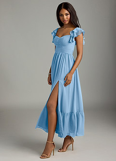 Azazie Anaya Brautjungfernkleider A-Linie Herzausschnitt Chiffon Kleid Puderblau image4