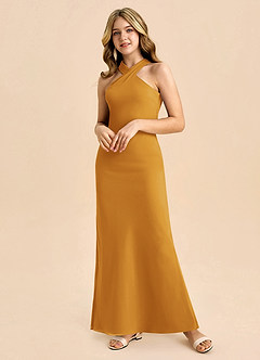 Azazie Doretta Junior Osłona Pofałdowany Szyfon Długość podłogi Młodsza druhna Sukienka image5