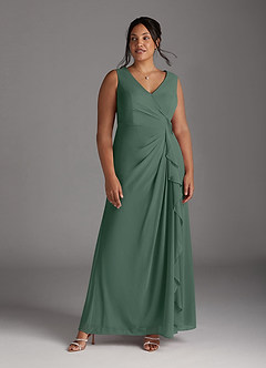 Azazie Manuella Mother of the Bride Dresses Sea Moss A-Line V-Neck Pleated Chiffon Dress image13