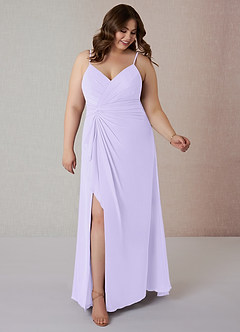 Azazie Emerald Bridesmaid Dresses Lilac A-Line Ruffled Chiffon Dress image7