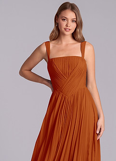 Azazie Mina Final Sale Paprika A-Line Pleated Chiffon Dress image2