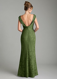 Azazie Kieryn Bridesmaid Dresses Olive Mermaid Pleated Floral Burnout Dress image7