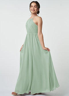 Azazie Leighton Junior Agave A-Line Pleated Chiffon Dress image4