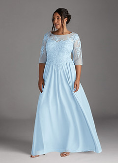 Azazie Harriet Mother of the Bride Dresses Sky Blue A-Line Scoop lace Mesh Dress image10