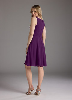 Azazie Shirley Mother of the Bride Dresses Grape A-Line Scoop Pleated Chiffon Dress image7