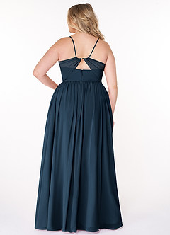 Azazie Cora Bridesmaid Dresses Dark Navy A-Line Pleated Chiffon Dress image7